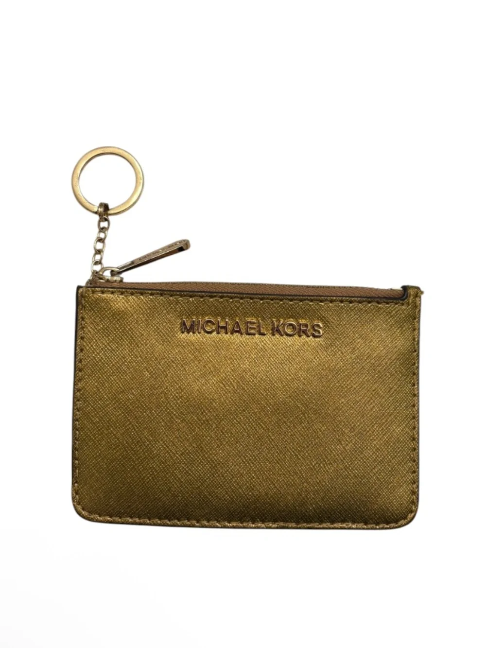 Michael kors gold saffiano leather keyring cardholder wallet